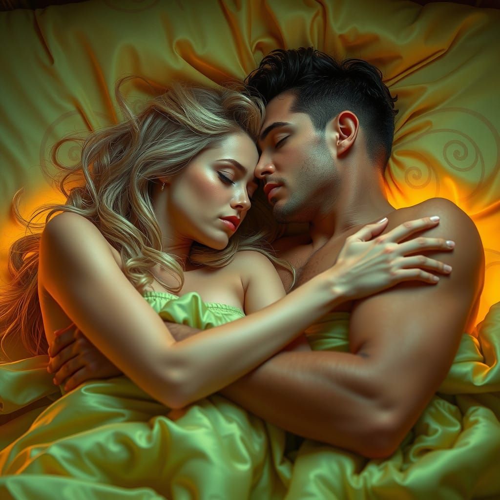 Couple in Intimate Holographic Slumber