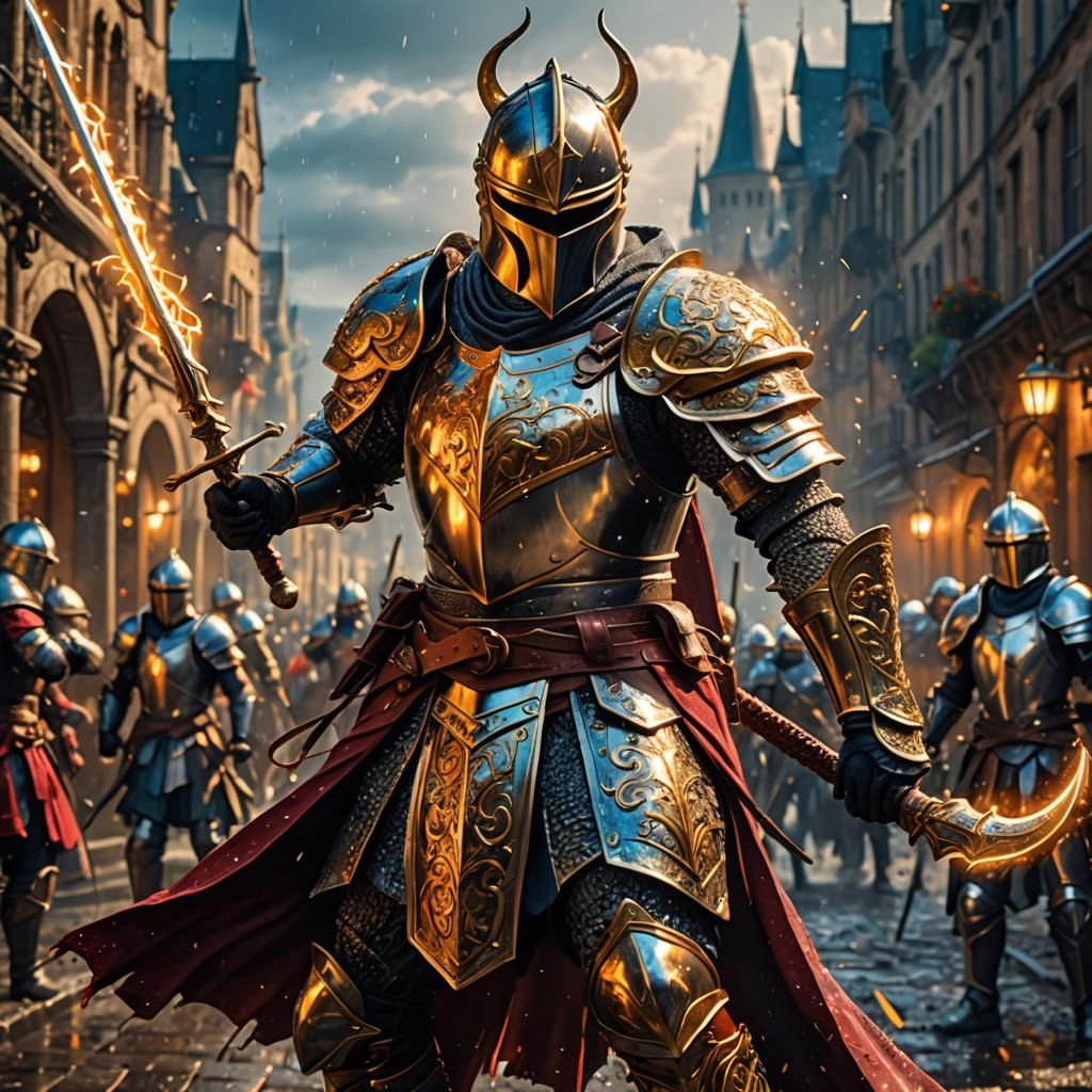 Fearsome Knight with Whip, Dynamic Action Scene