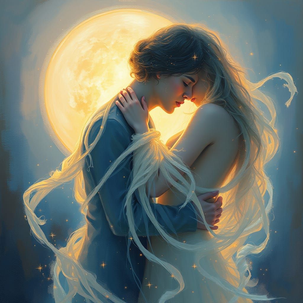 Surreal Whispers of Ethereal Love in Soft Impressionist Ligh...