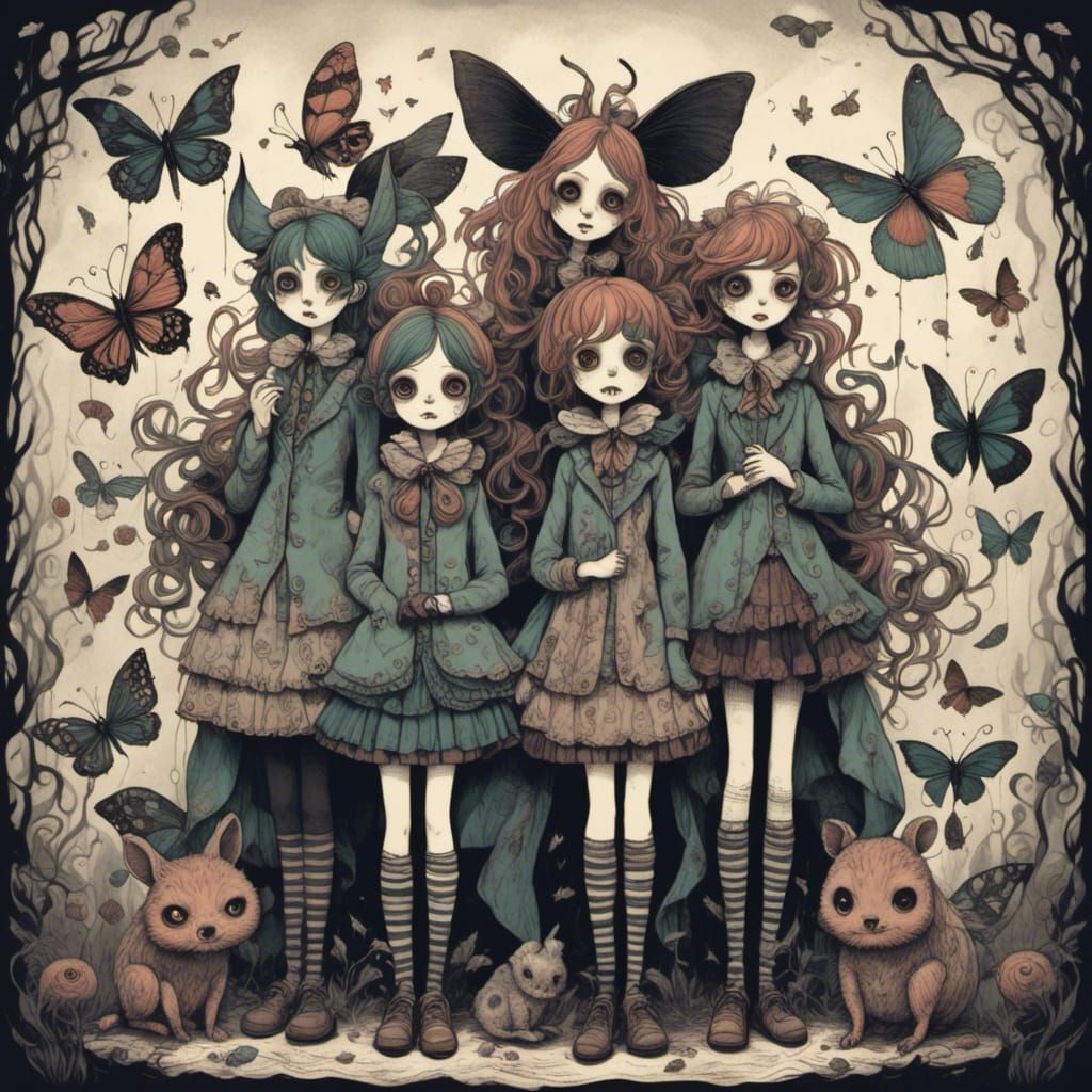 Whimsical Lunar Moth Characters in Gothic Surrealism