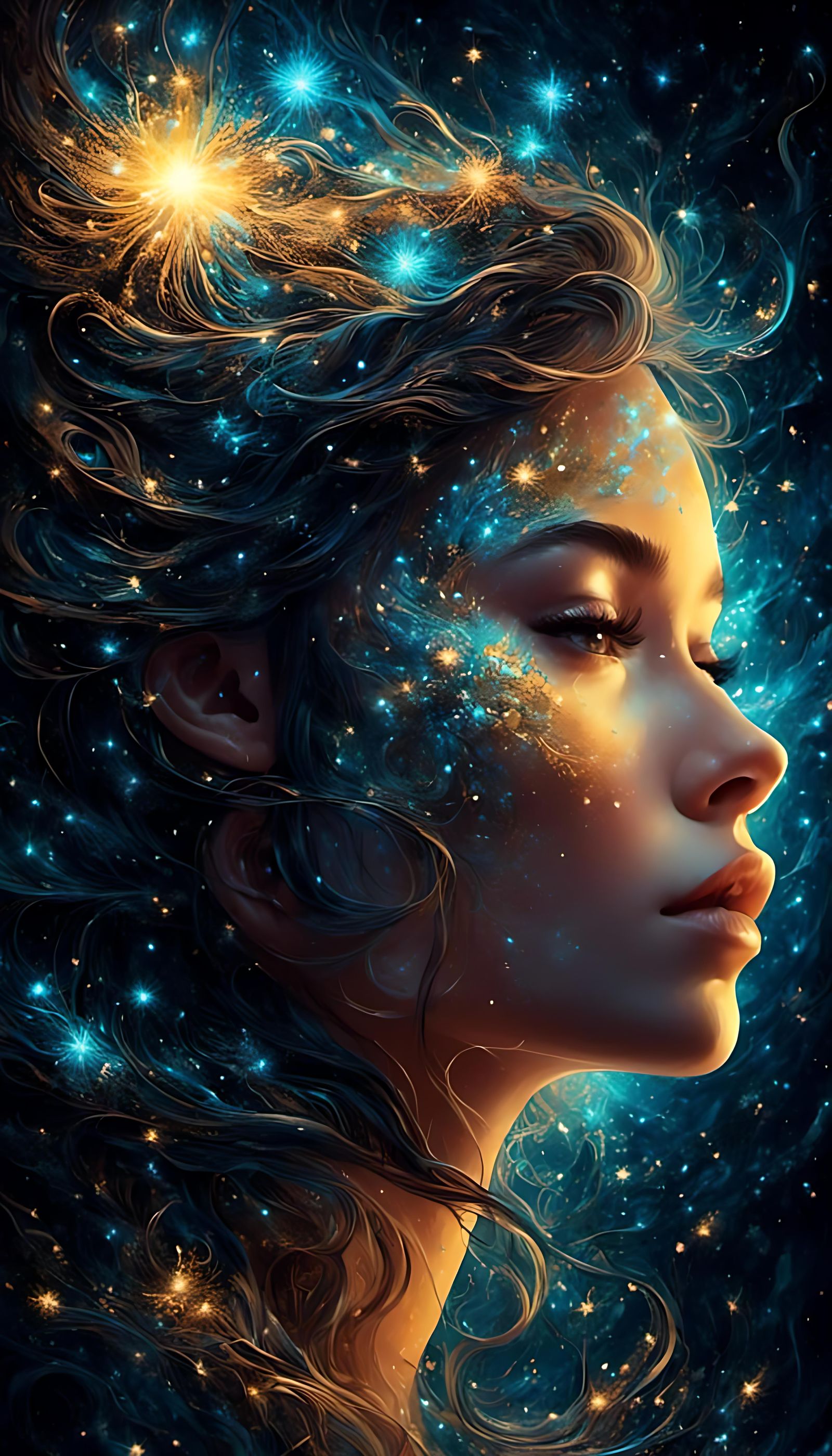 Girl with Star Hair in Aerosol Style