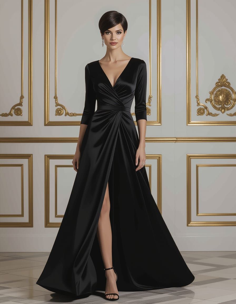 Elegant Woman with Pixie Cut in Cinematic Style