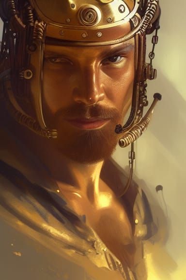 Steampunk Viking Portrait with Intricate Mechanical Details