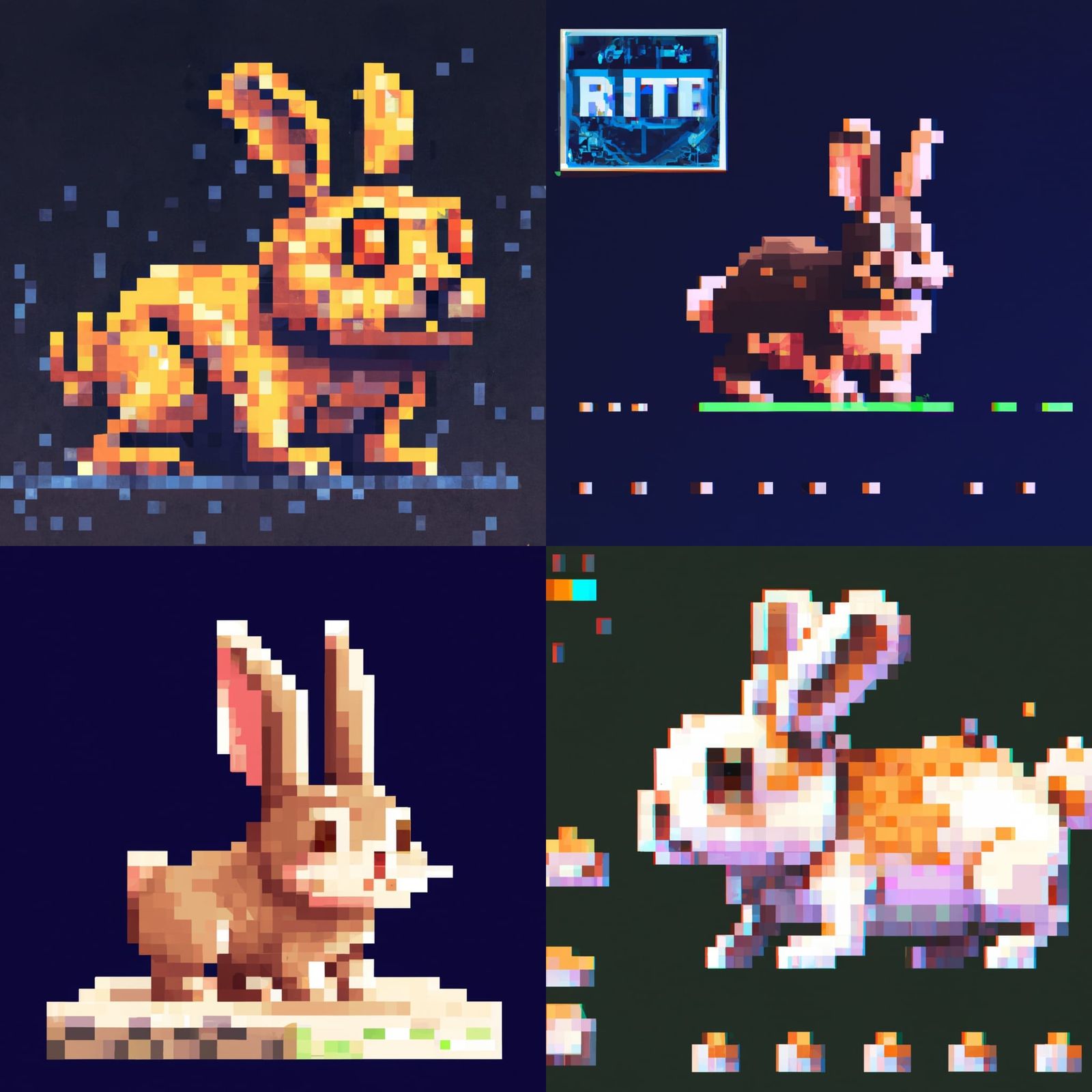 Retro Pixel Art Rabbit Game Character