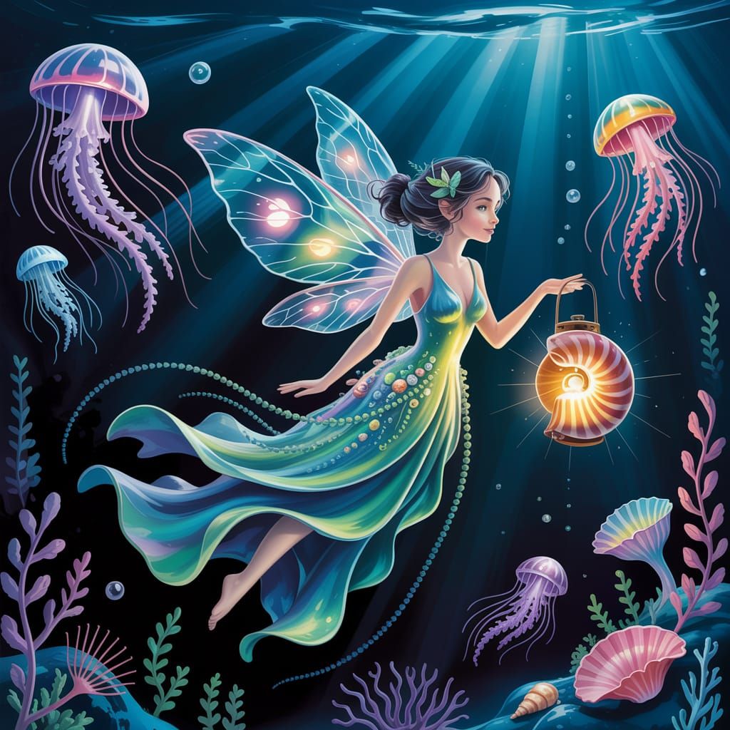 Abyssal Lantern Fairy in Bioluminescent Aesthetic