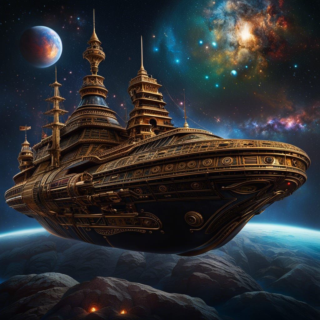 Menacing Galactic Pirate Vessel in Spacepunk Style