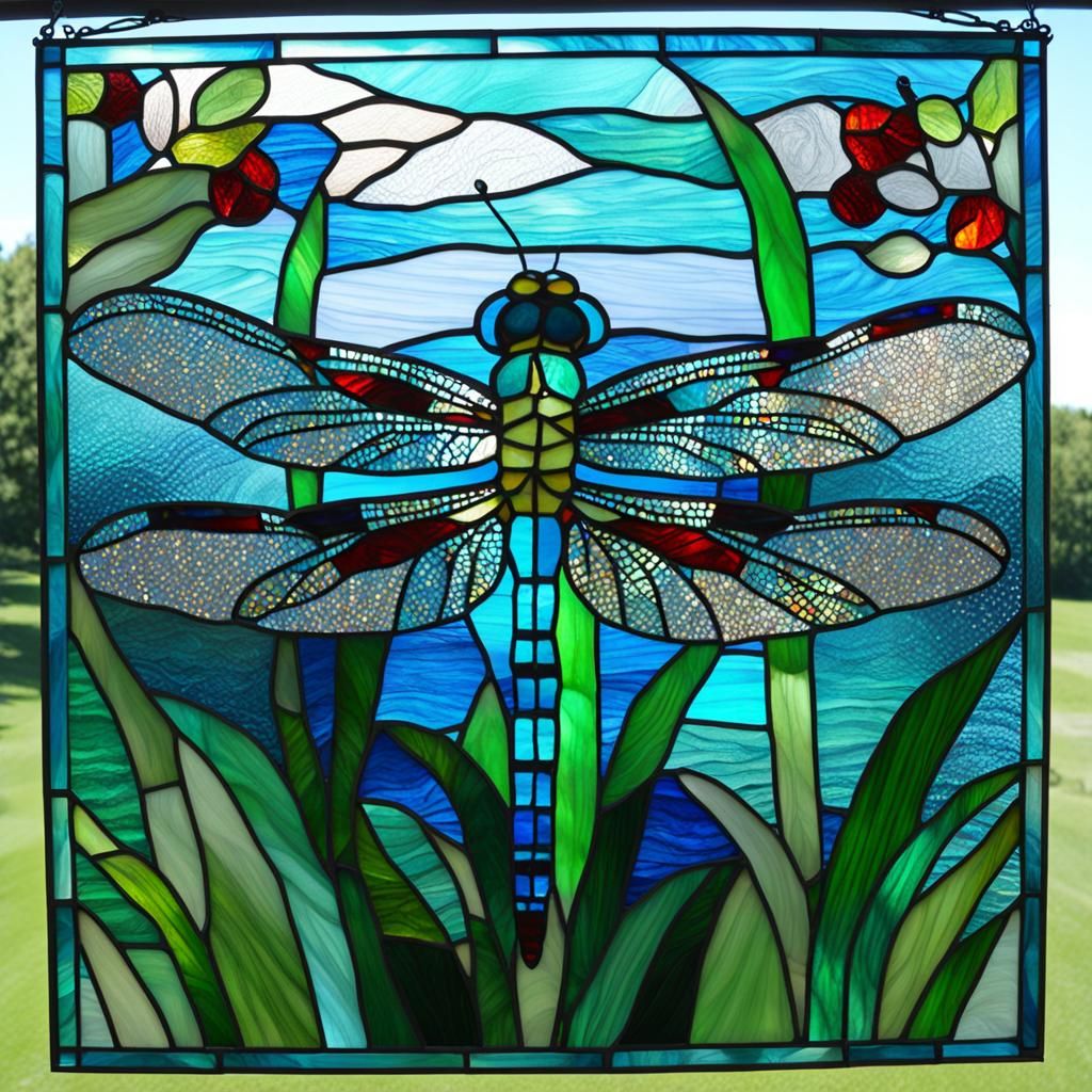 Stained Glass Dragonfly Art