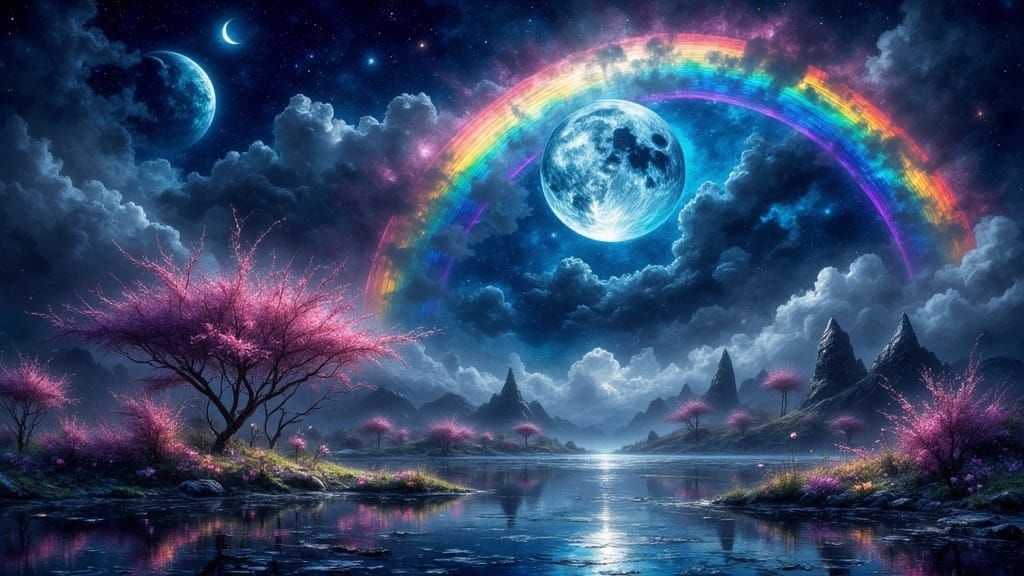 Stunning Moonbow Artwork with Empasto Technique