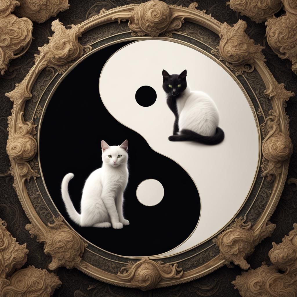 Yin Yang Cats: Detailed Digital Matte Painting