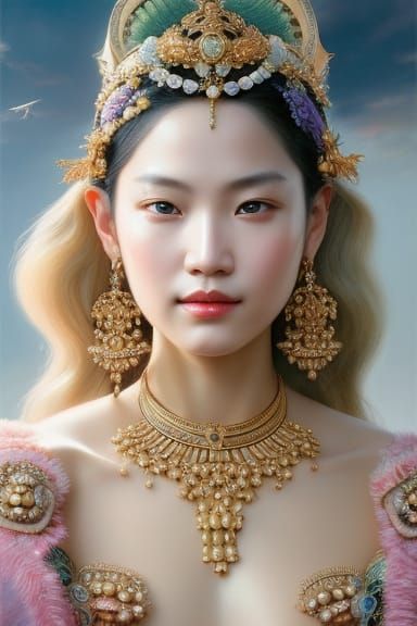 Detailed Portrait of a Beautiful Goddess in Hyperrealism