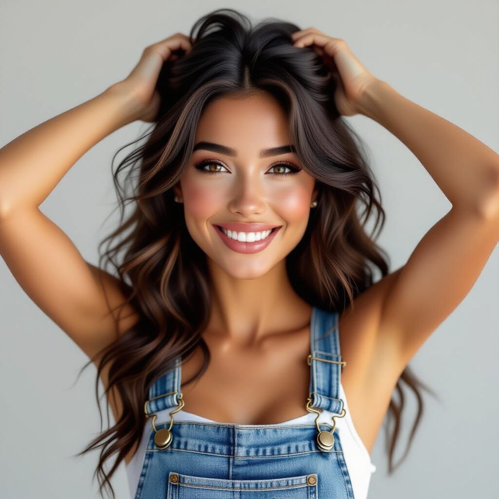 A black and white portrait of a woman    with a radiant smil...