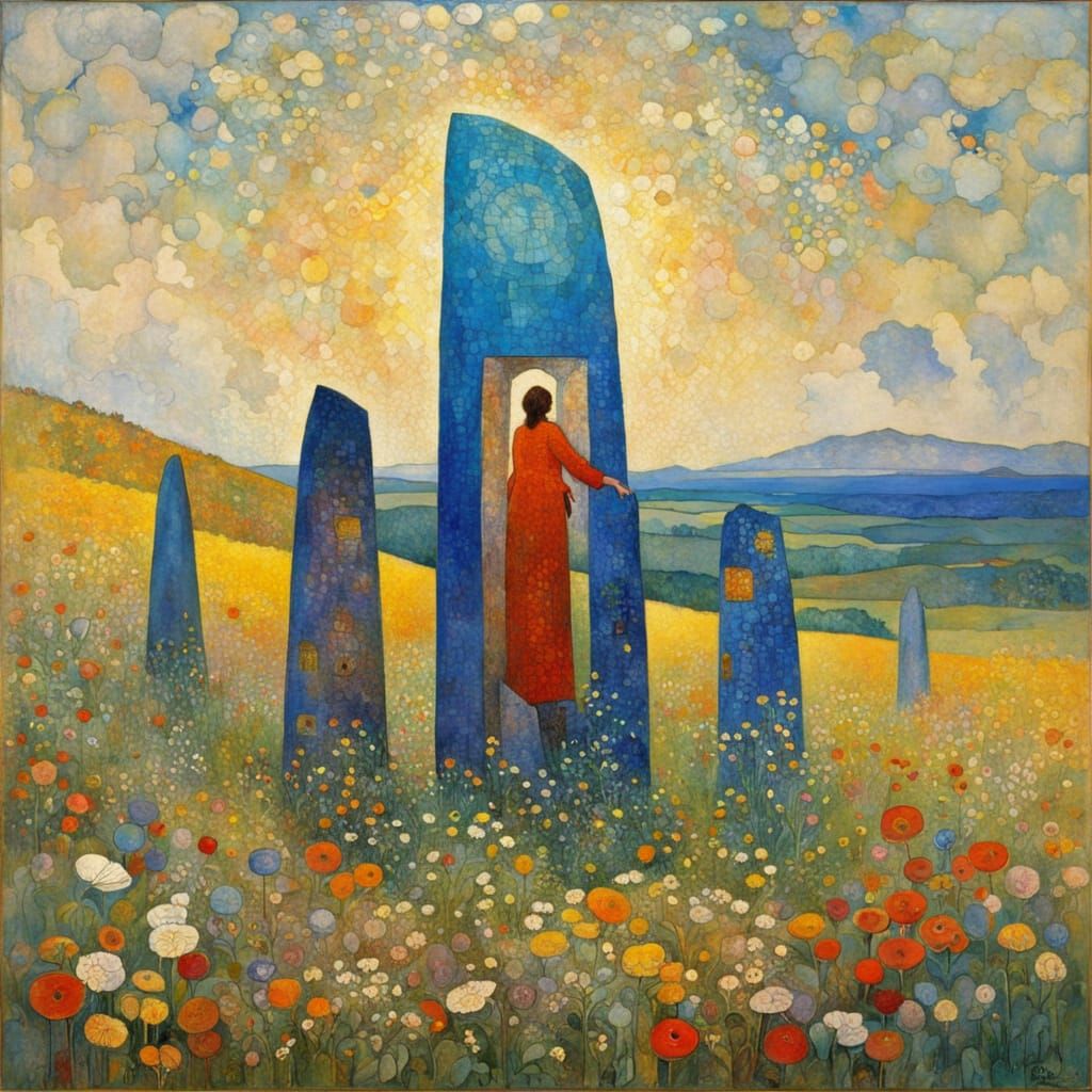 Cosmati Mosaic Standing Stones in Cubist Style