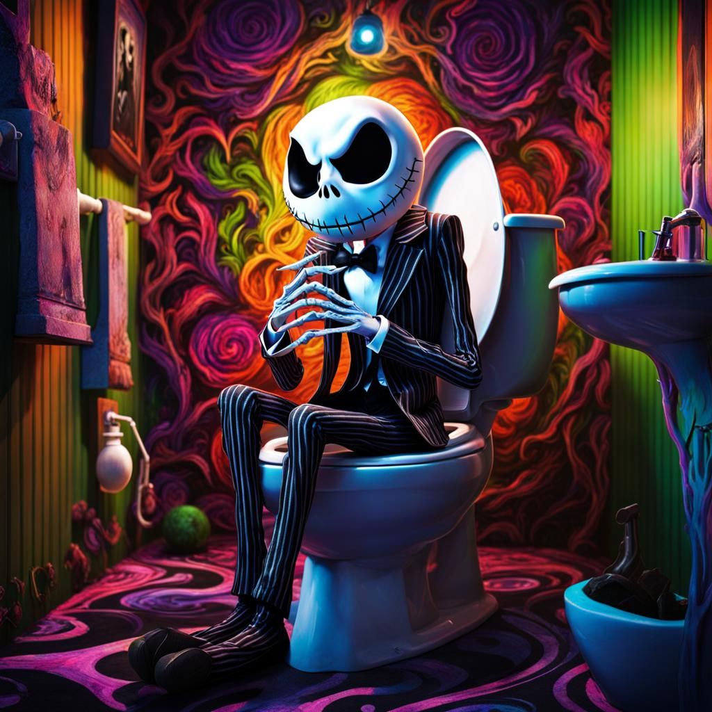 Angry Jack Skellington in Psychedelic Art Style