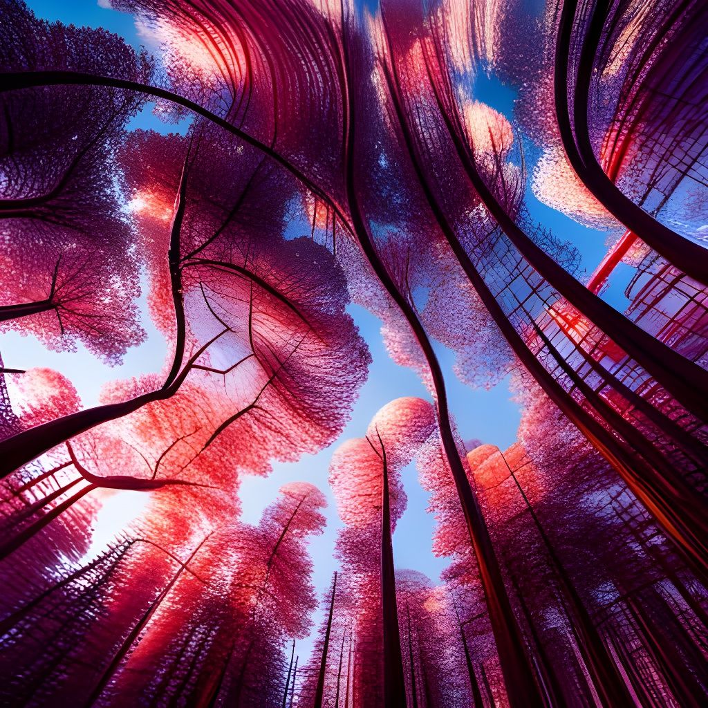 Forest Landscape Warped in Soap Bubbles