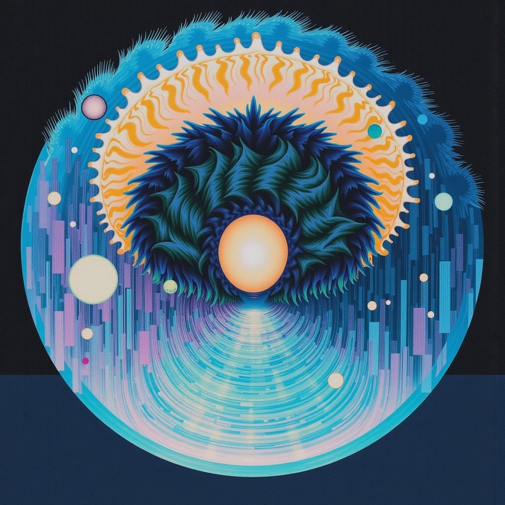 Astral Minimalist Portrait with Layered Blueshades