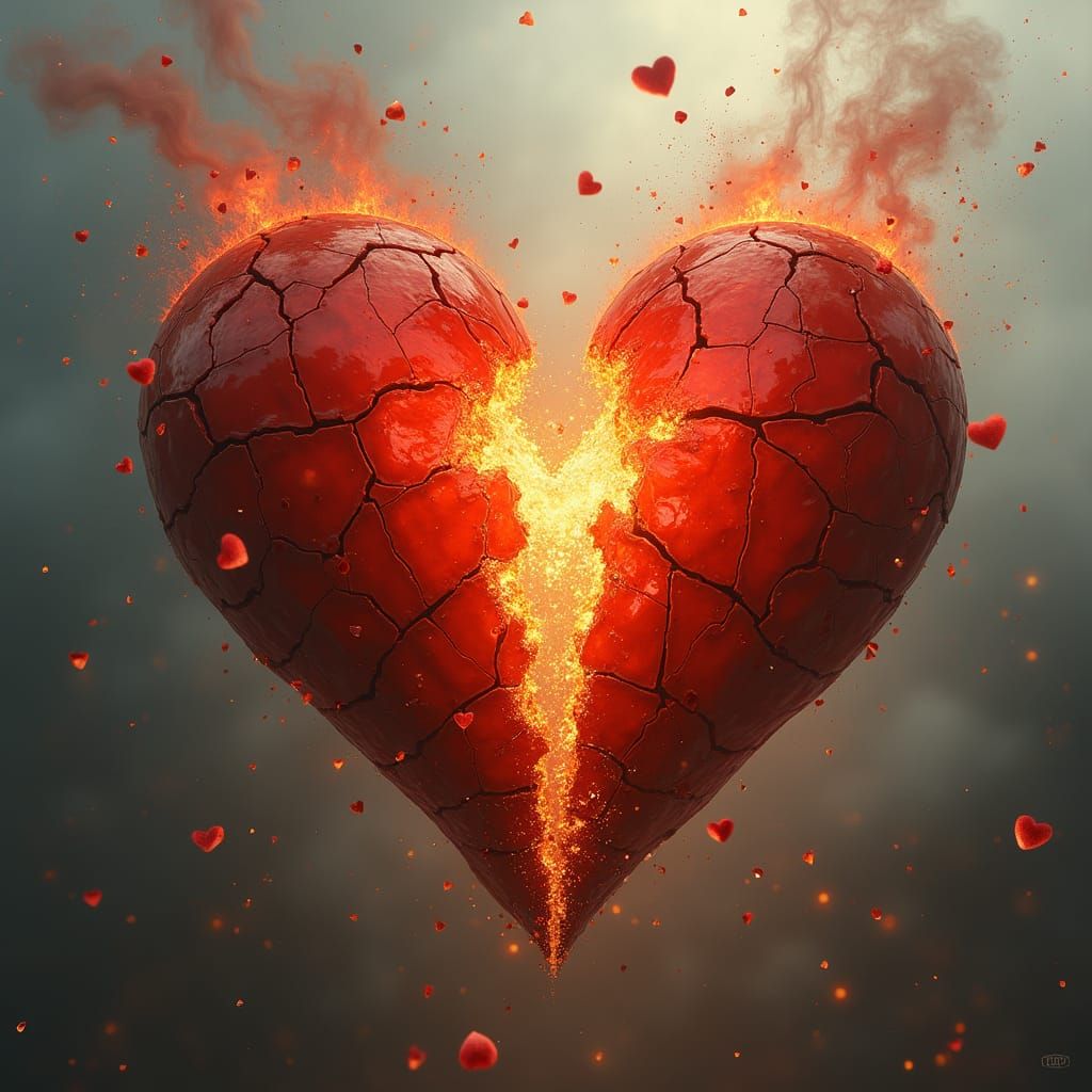 Hearts Falling and Hearts on Fire in Digital Art