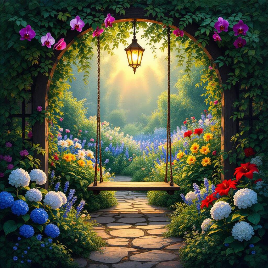 Mystical Secret Garden with Ethereal Glow