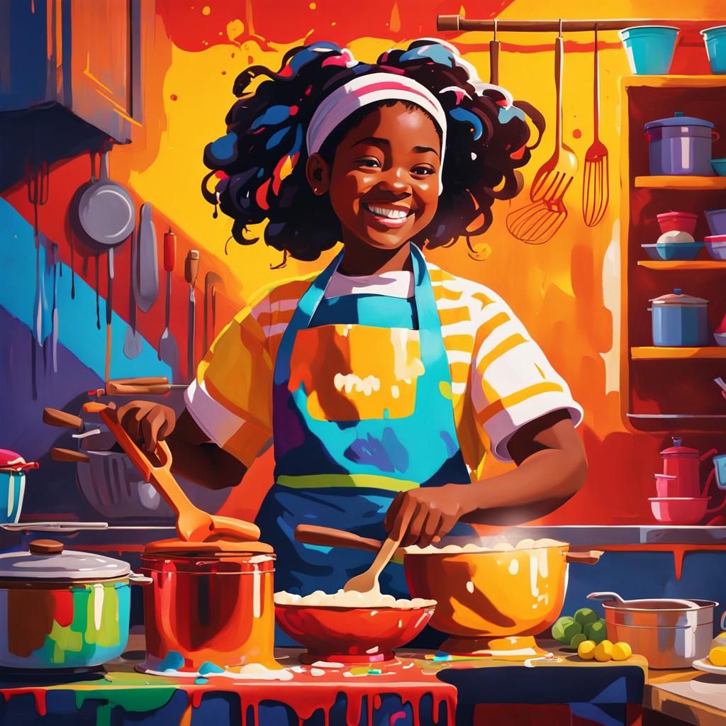 Chubby Girl Baking: Vibrant Graffiti Street Art