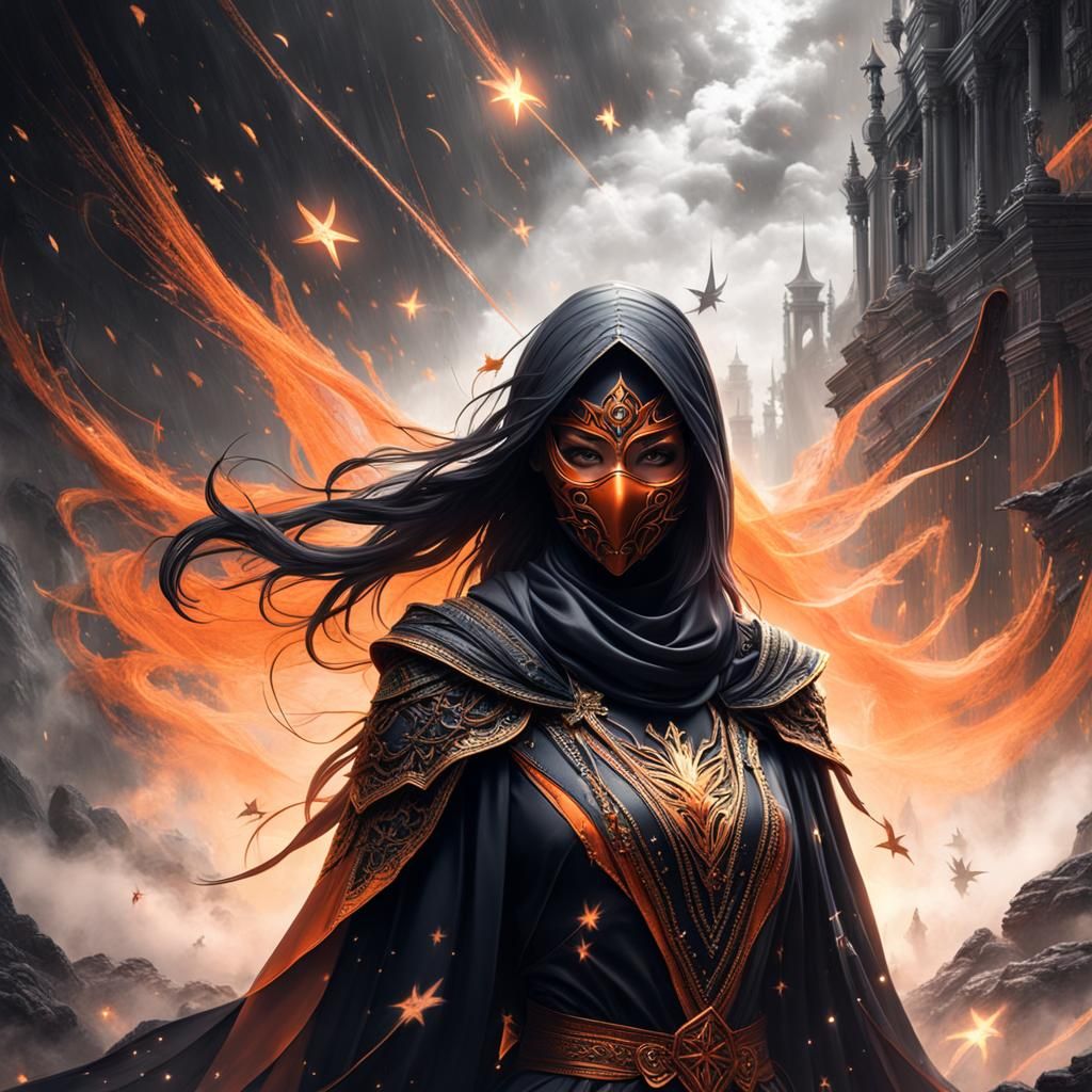 Mysterious Masked Lady in Shadows