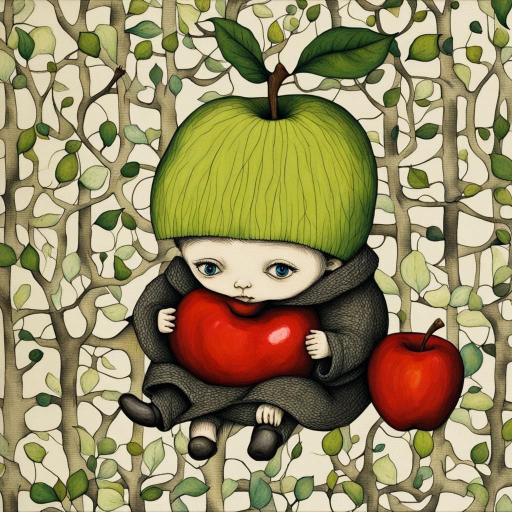 The boy who loved apples. Edward Gorey style