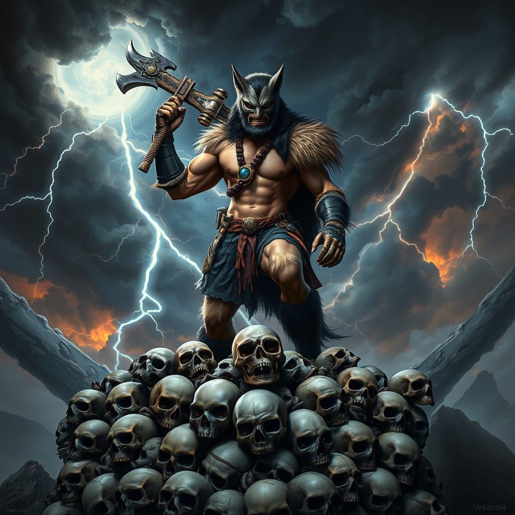 Hyper-Realistic DarkWolf Portrait in Cyberpunk Fantasy Style