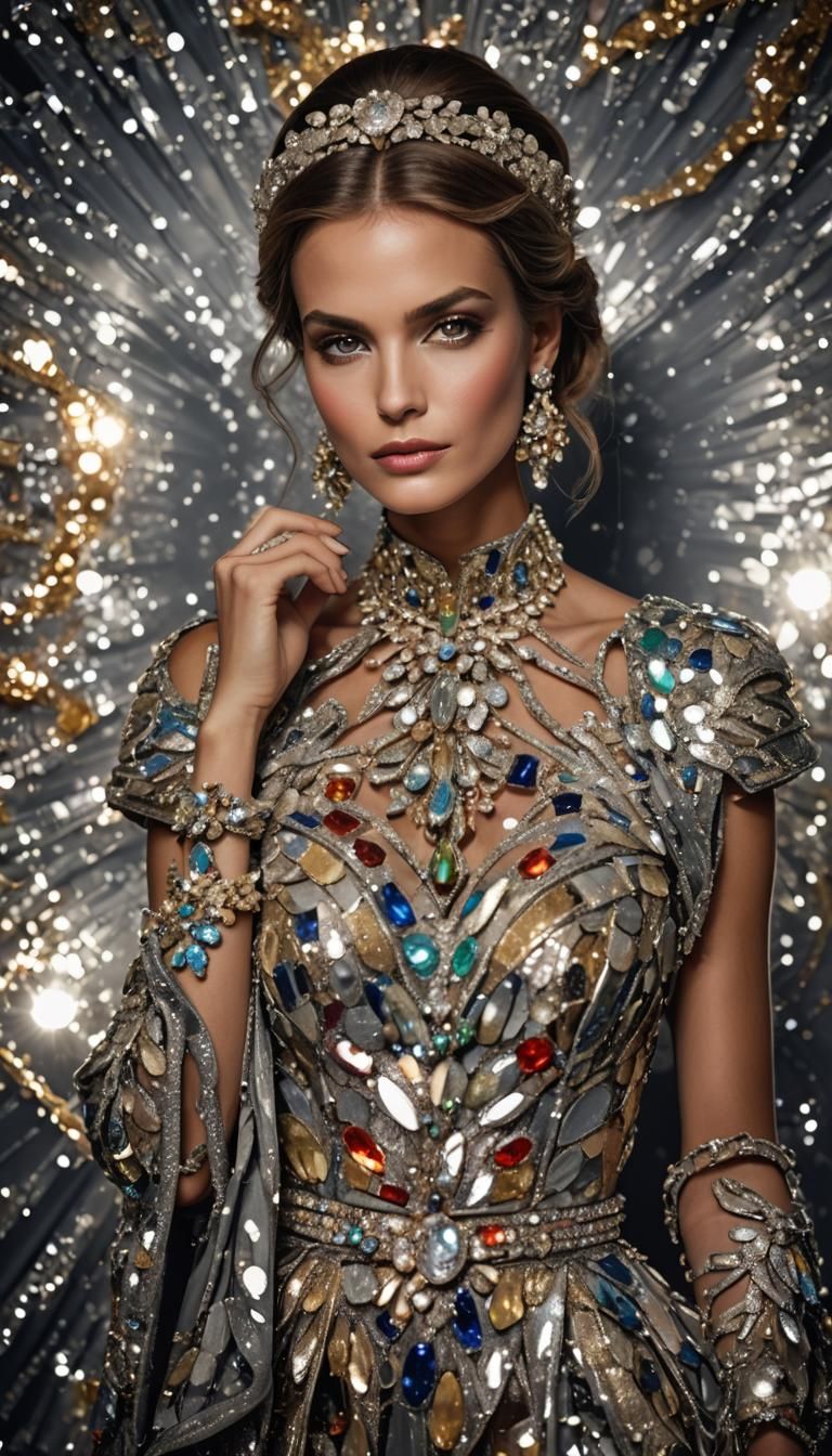 High Fashion Portrait in Metallic Tones