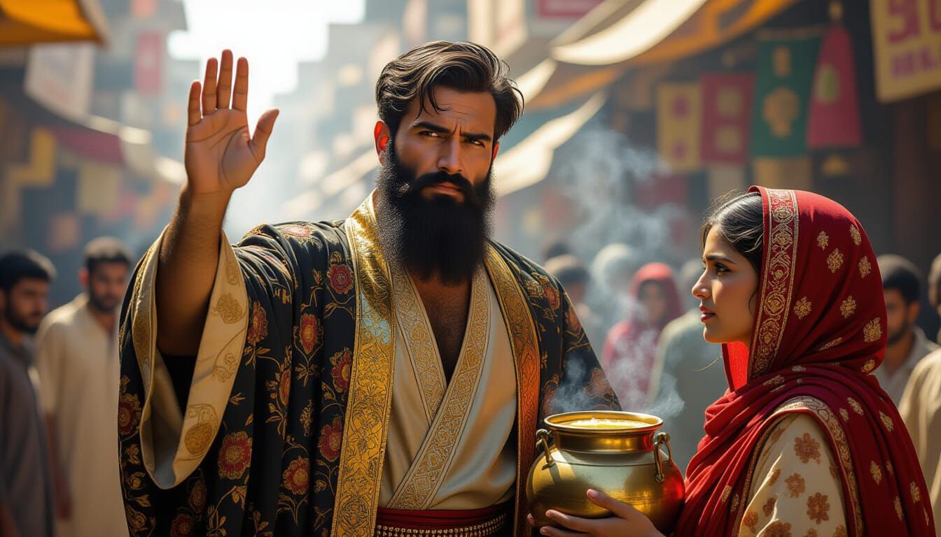 Arrogant Man Summons Woman in Crowded Market