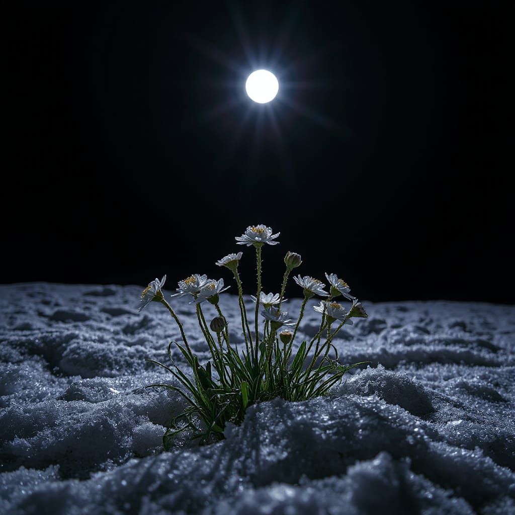 Moonlit Snowfield Blooms in Crystal Beauty