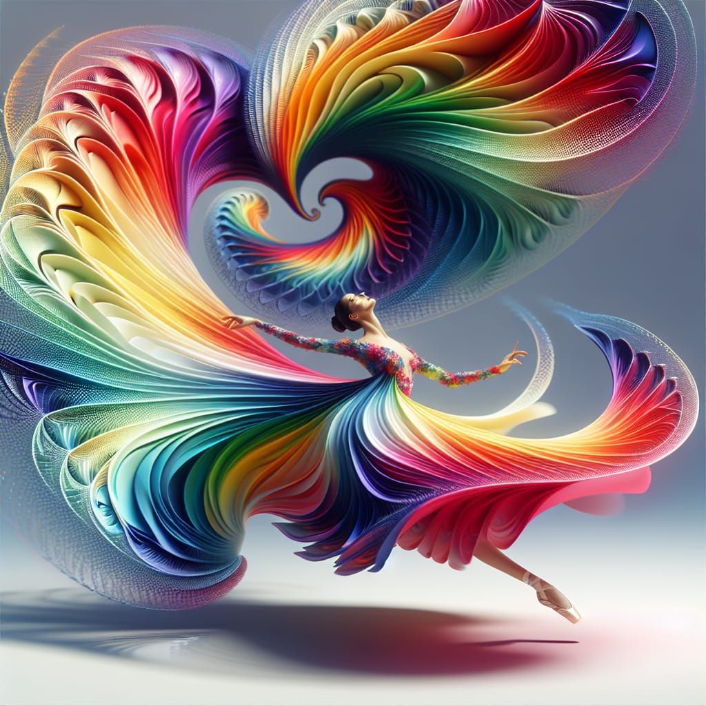 Ballerina Embodied in Vibrant Polar Rose Curve