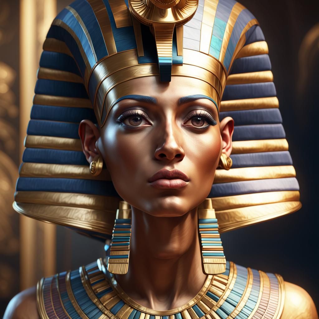 Tutankhamun Portrait in Hyperdetailed Style