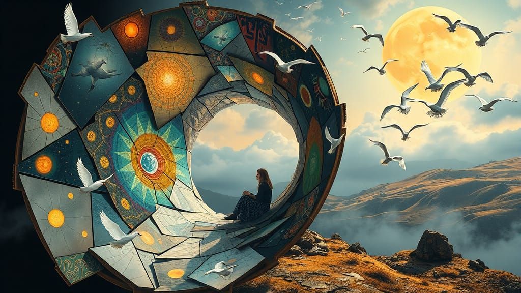 Surreal Sculpture Collage with Mythological Creatures