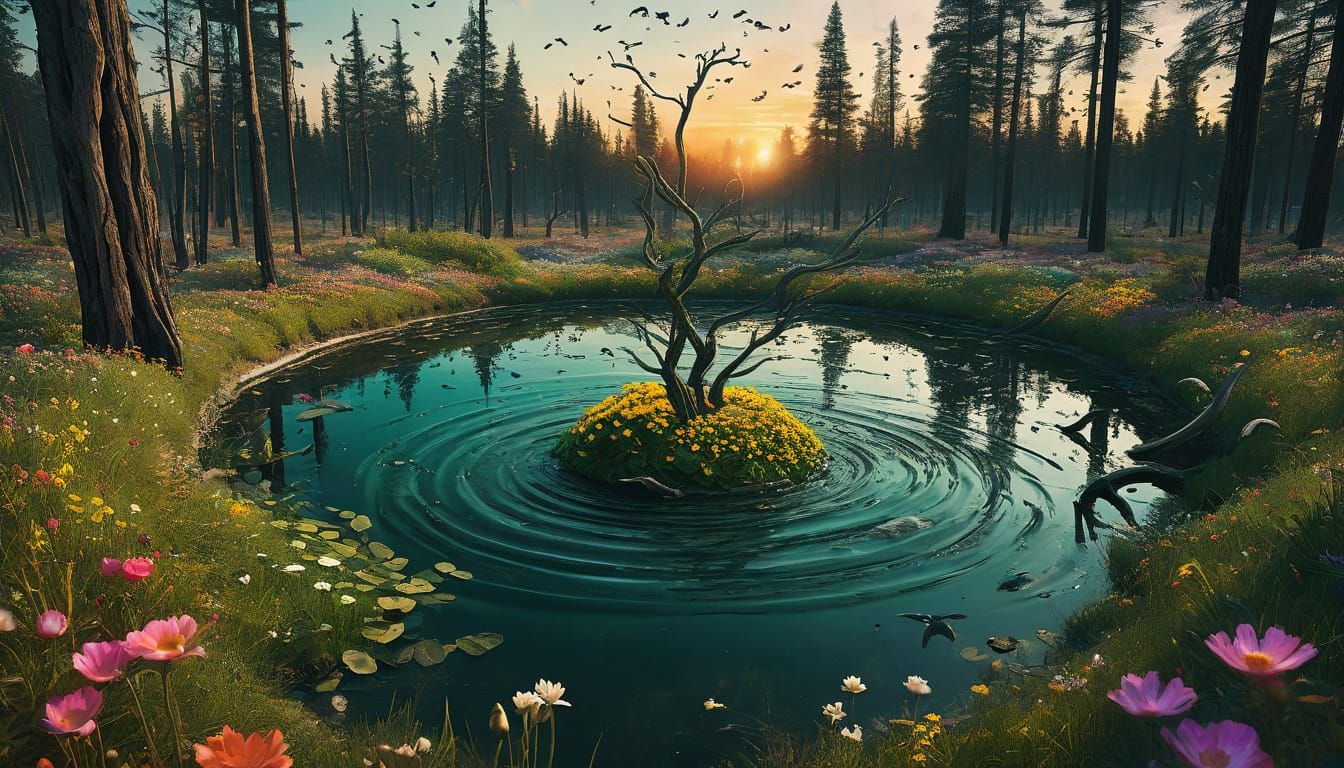 Mesmerizing Collage: Gratitude for Water in Digital Art