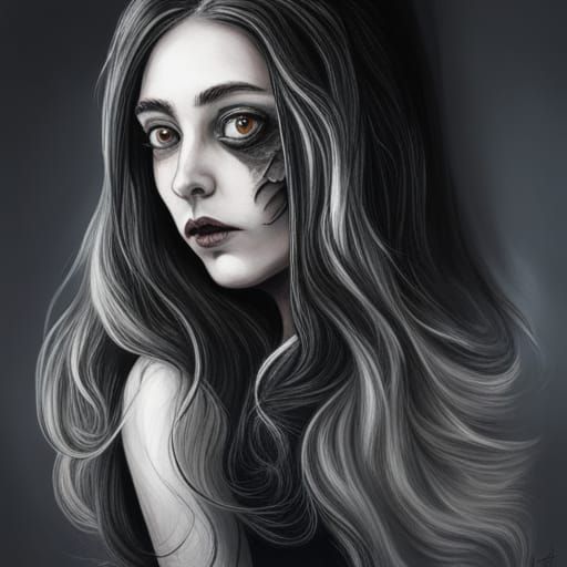 Creepy Manga Girl in Bunny Mask, Horror Style