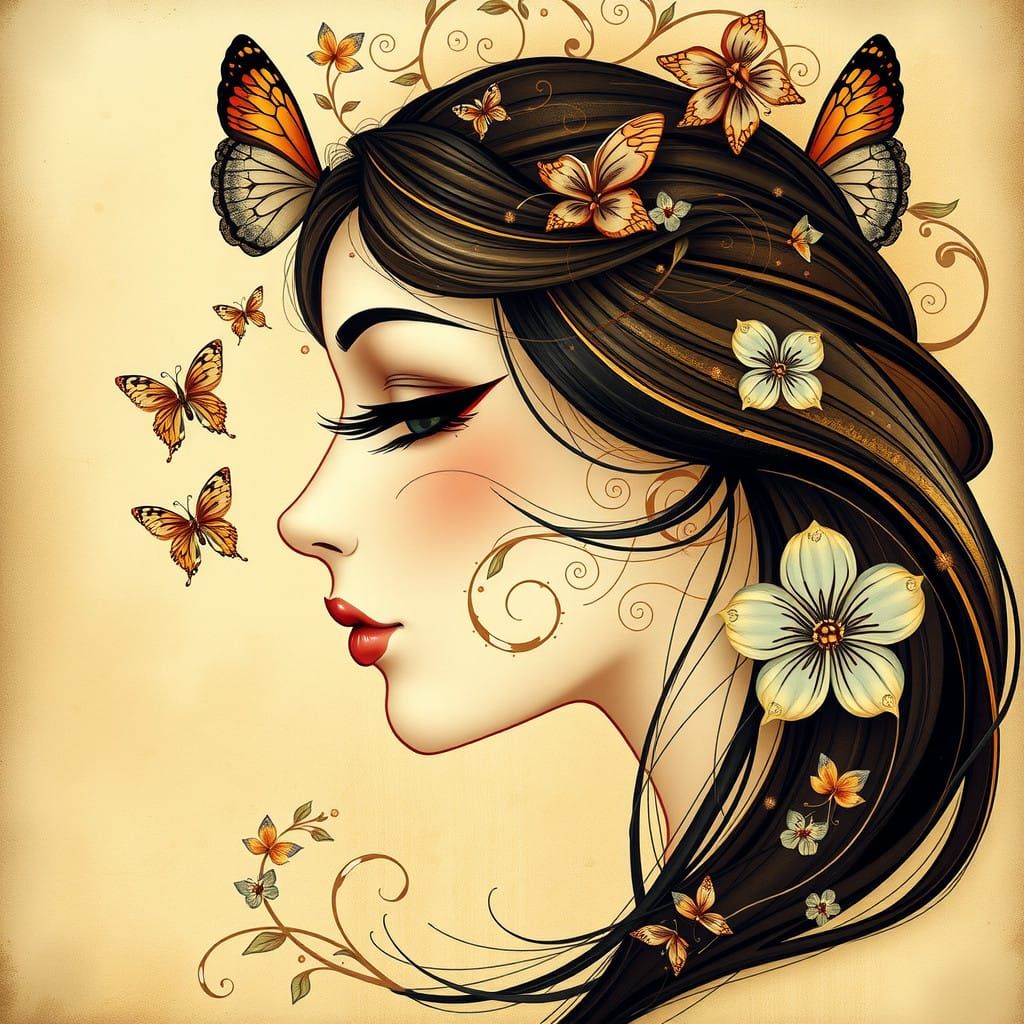 Enchanted Portrait in Art Nouveau Style