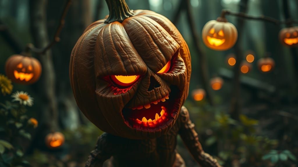 Pumpkin Head Screaming: Digital Matte Painting