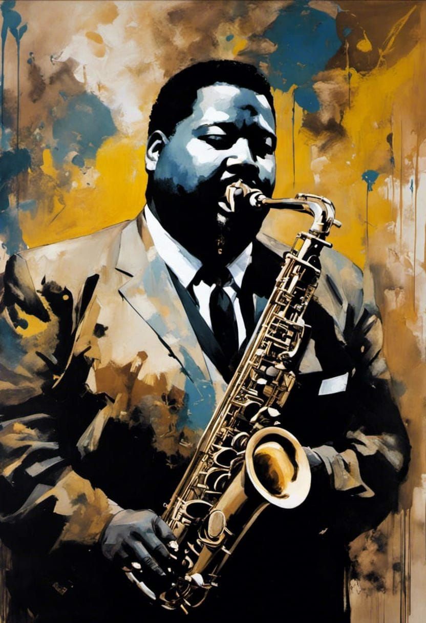 Cannonball Adderley Portrait in Oil and Ink