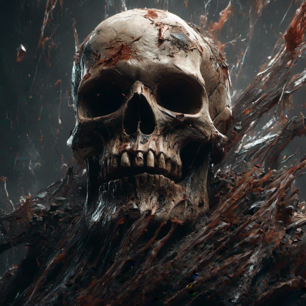 Macabre Skull: Death and Heartbreak in 3D