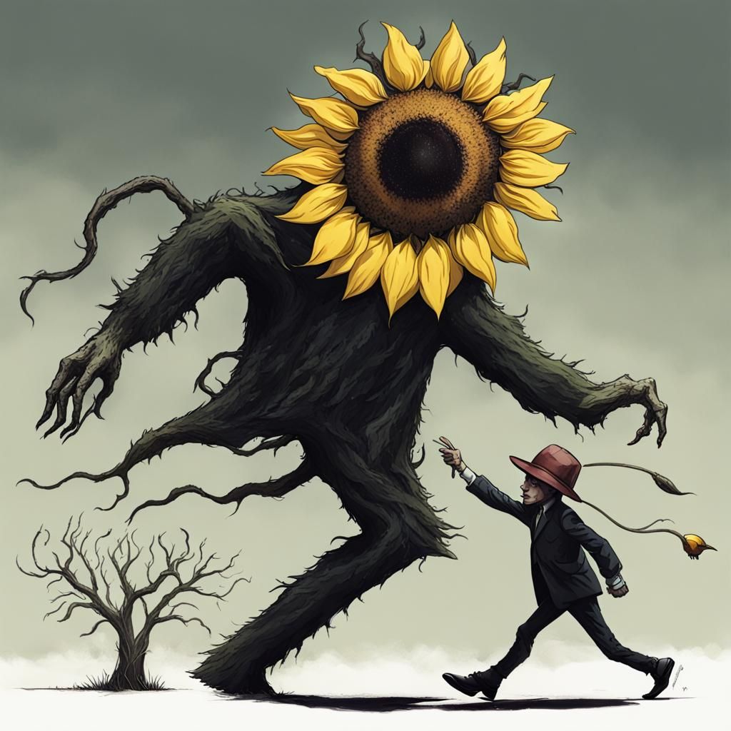 Sunflower monster vs some dude