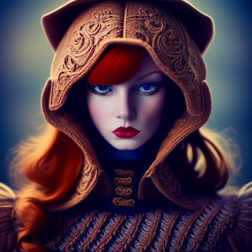 Vibrant Pin-Up Girl Portrait in Detailed Digital Illustratio...