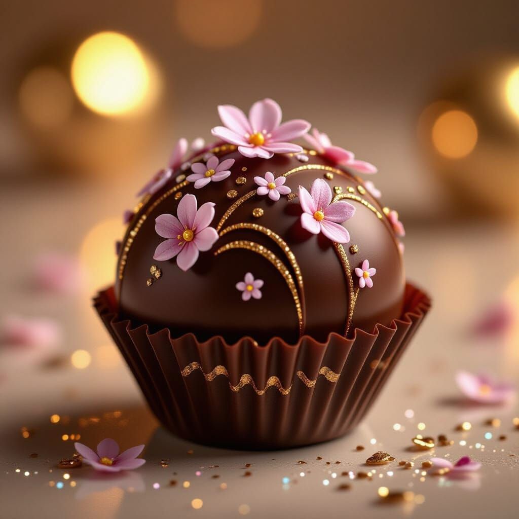 Luxurious Chocolate Truffle in Anime Style