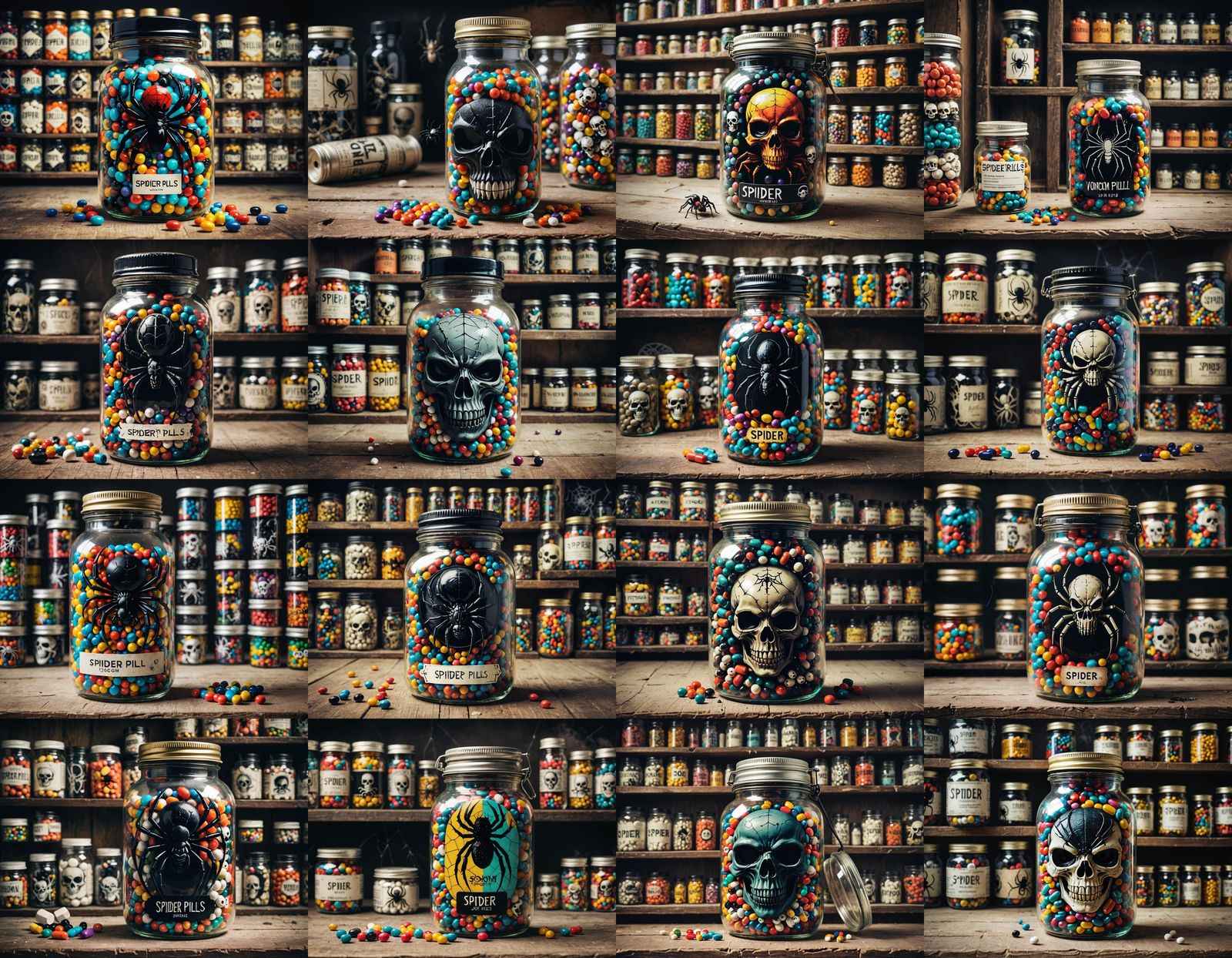 Gothic Spider Pill Jar Double Exposure Portrait