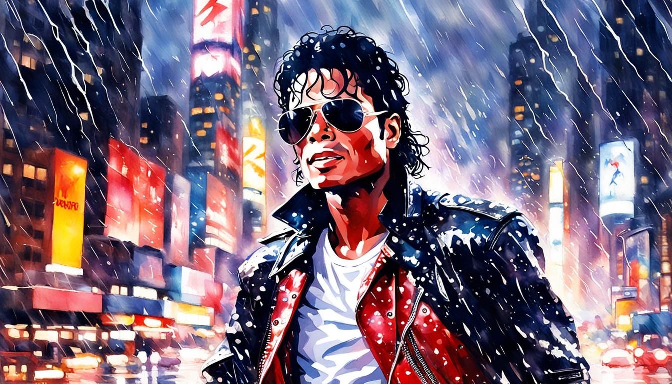 Singer in Red Leather Jacket: Pop Art Watercolor