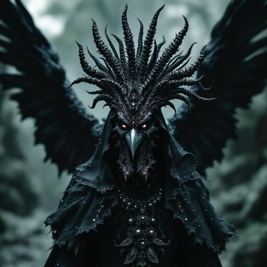 Gothic Rooster Guards Graves in Dark Fantasy Realism