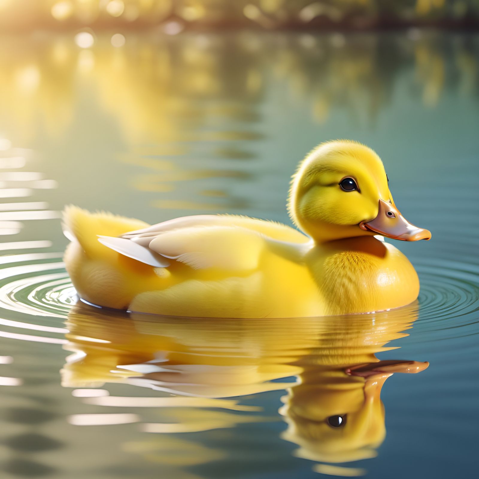 Pastel Duck Reflection: Detailed Digital Painting