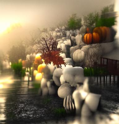 Creepy Abstract Autumn Scene in 16k Resolution