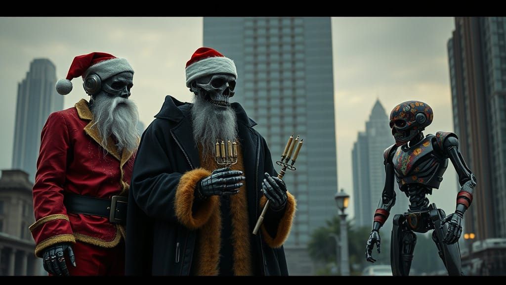 Robot Santa Meets Kwanza Bot and Hanukkah Zombie in Dystopia...