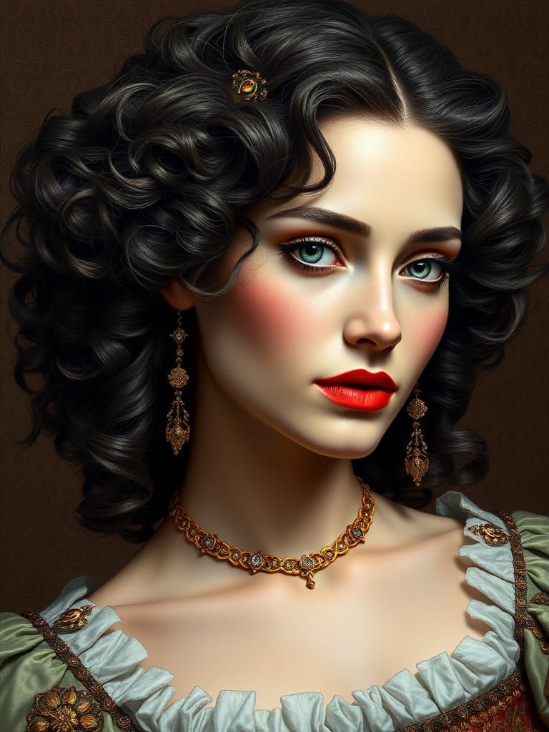 Elegant Medieval Beauty in Ornate Glory