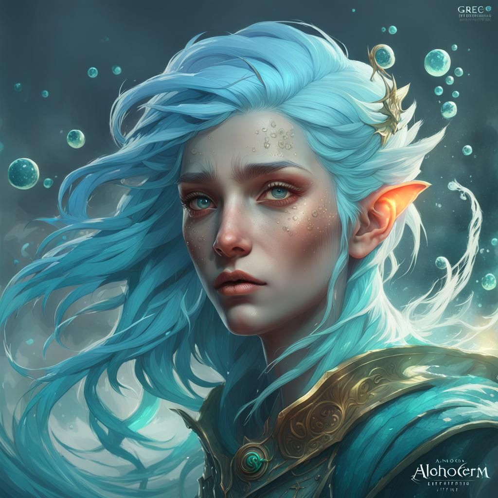 Stunning Sea Elf Portrait in Art Nouveau Style