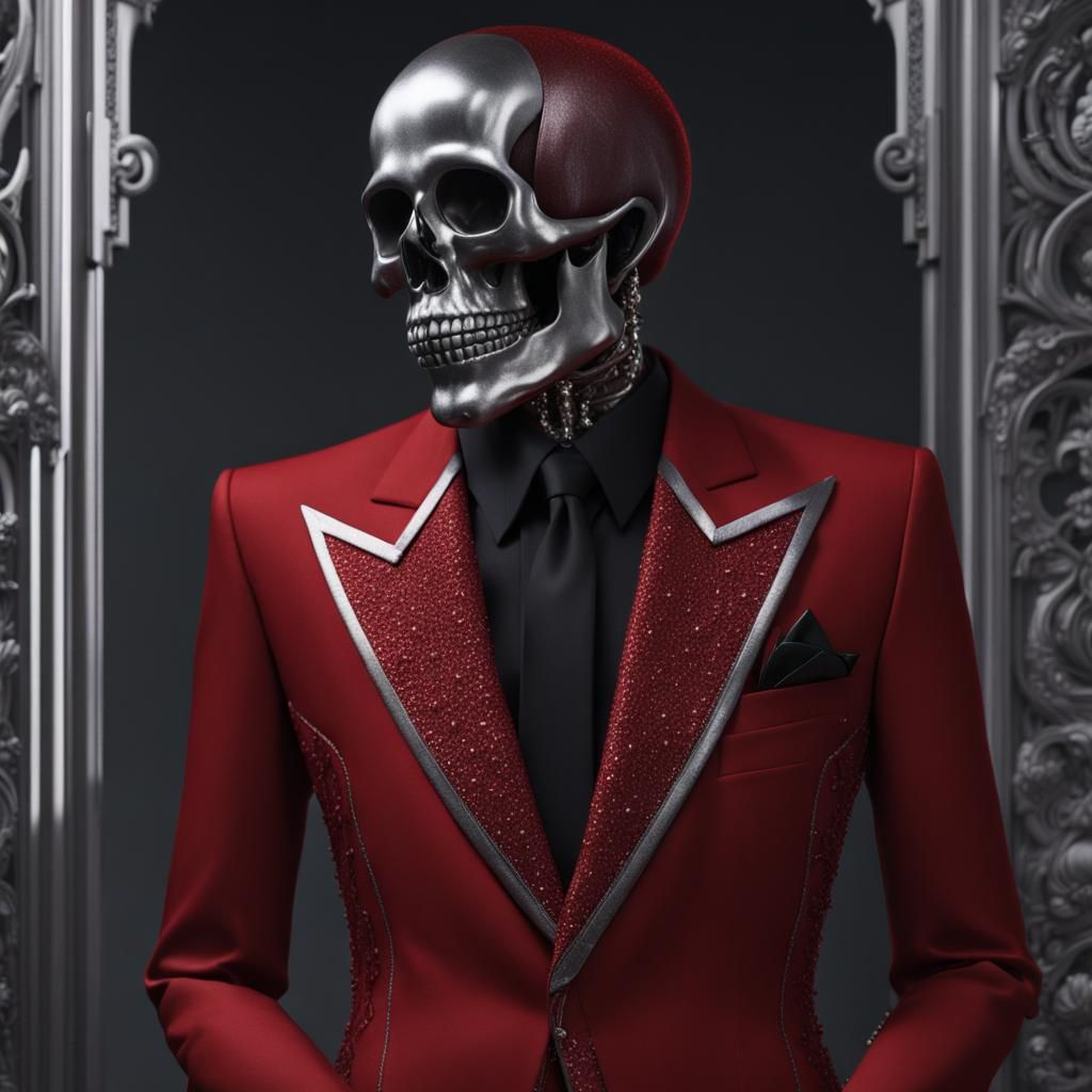 $18,000 Yves Saint-Laurent Tailor Made Blood Red Silver Lini...