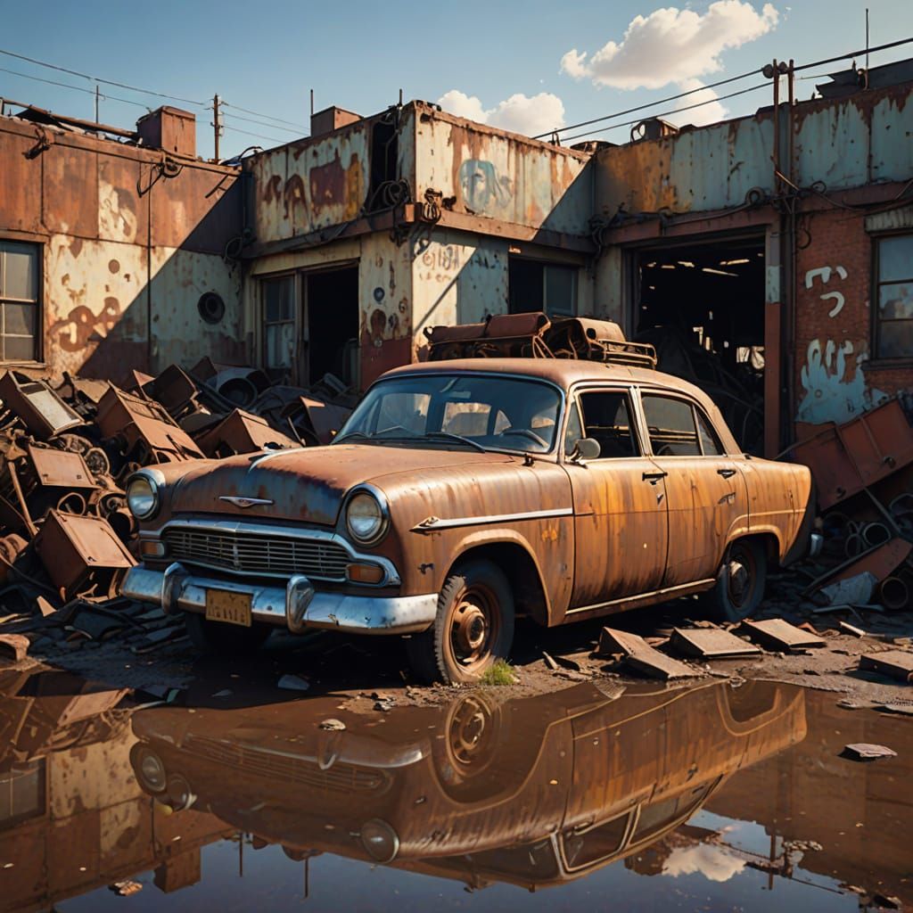Industrial Decay in a Rusty Scrapyard